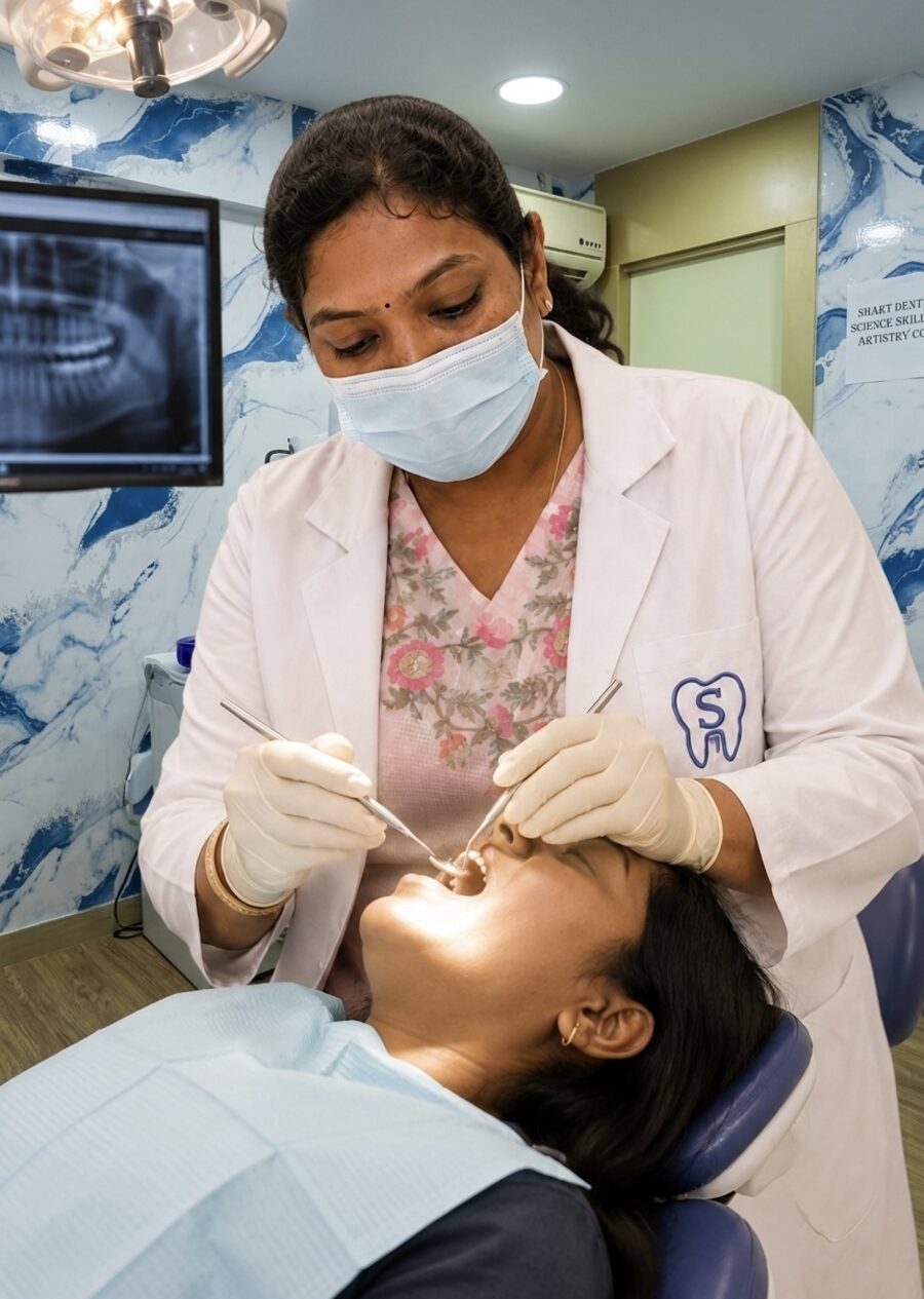 Dr. Srinidhi treating a patient at Srinidhi Dental & Implant Clinic, Chembur Naka
