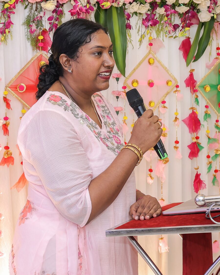 Dr. Srinidhi L. Govind speaking at the clinic inauguration, July 2026